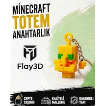 Minecraft Totem Anahtarlık 3d Baskı Totem Of Undying Figürlü Anahtarlık Sarı
