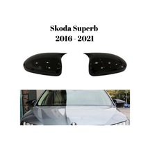 Skoda Superb 2016 2017 2018 2019 2020 2021 Uyumlu Yarasa Batman Ayna Kapağı Seti Parlak Siyah
