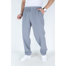 Myrab Denim Taş Renk Erkek Battal Boy Yazlık Keten Pantolon - %100 Pamuk gri