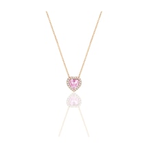 Söğütlü Silver Gümüş Rose Pırlanta Modeli Pembe Zirkon Taşlı Kalp Kolye