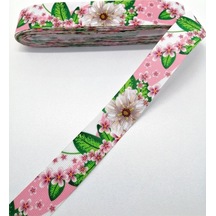 FdayAksesuar Pembe Gül Desenli Grogren Kurdele 2,5 Cm 3 Metre FRDY24050
