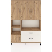 Arges Dolap 7 Raflı 2 Çekmeceli 5 Kapaklı 132x30x195 Çam-çam/... Çam