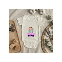 Babysena Yatay Zeka Baskılı Kısa Kollu Kız/erkek Bebek Body 0-3 Yaş Beyaz