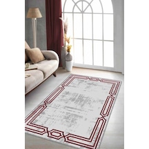 Bordo Çerçeveli Kaymaz Taban Makinede Yıkanabilir Halı Rv079n11