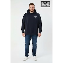 Süperlife Erkek Büyük Beden New York Baskılı Kapüşonlu İnce Sweatshirt Spr26bsw962 Lacivert