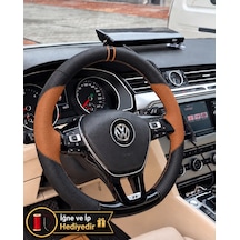 Vw Polo Mk6 Dikme Direksiyon Kılıfı Delikli Deri Parlak Siyah Taba Detay Çift Yüzük Ve Dikiş 2017-2021
