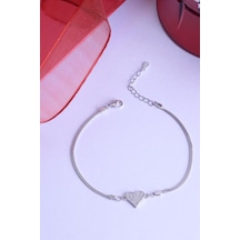 Innuendo Jewelry 925 Ayar Gümüş Taşlı Kalpli Bileklik Gümüş