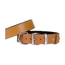 Konfor Deri Çift İsimlikli Boyun Tasması Camel 4x47-55 Cm Diğer