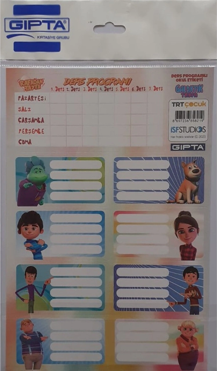 Okul Etiketi 3'lü Ders Programlı Rafadan Tayfa Diğer