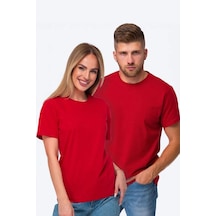 Uyguntarz Unisex Pamuklu Oversize Basic Tshirt Kırmızı