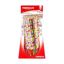 Çiçek Desenli Kurşun Kalem 2b Pensan 6 Adet Çok Renkli