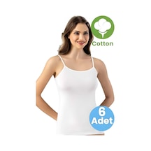 Tezzgelsin Kadın 6'lı İp Askılı Pedli Pamuklu Atlet Beyaz