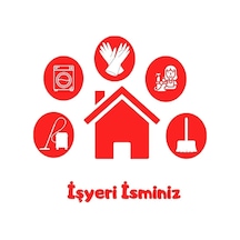 Temizlik Işyeri Camı Set Sticker Özel Işyeri Ismi Reklam Tanıtım Kırmızı