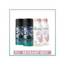 Emotion Joyous Kadın Deodorant & Blade Black Alpha Erkek Deodorant 4x90 Ml Seyahat Seti
