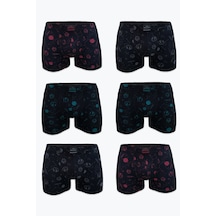 Malabadi Erkek 6'lı Siyah Desenli Premium Collection Modal Boxer 6m251