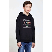 Tshirthane We Kill The Pac Man M Baskılı Unisex Çocuk Kapüşonlu Siyah Sweat Siyah