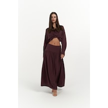 Mai Collection Mai Studios Co. Ginevra Bordo Gömlek Etek Takım Bordo