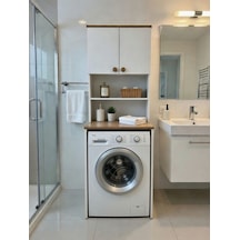 Pema Home %100 Mdf Çok Amaçlı Çamaşır Makinesi Dolabı Beyaz