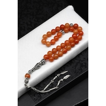 Turuncu Aventurin Doğal Taş Tesbih 8 Mm Küre Kesim