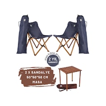 Bag The Joy Ahşap Masa Sandalye Set Kahverengi-lacivert50 50 50cm Lacivert