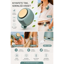 Fan Taşınabilir Mini Fan Usb Şarjlı Klipsli Yaka Fanı Portatif Sessiz El Vantilatörü Bel Çanta Gömlek Askılı Kullanım Serinletici Yeşil - 892159781