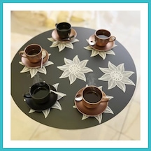 Bezos 6 Lı Dantel Kahve Sunumluğu 15x15 Cm Asorti Desenli Türk Kahvesi Sunum Seti Dfnbez Çok Renkli