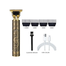 Vıntage T9 Komple Metal Usb Şarjlı Ense Çizim - Saç Sakal Kesme Traş Makinesi 3877