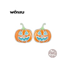 Novahub Wostu 925 Ayar Gümüş Aydınlık Saplama Küpe Cadılar Bayramı İskelet Karanlıkta Parlayan Kabak Küpe Kadın Kızlar İçin Tasarım Takı B Çok Renkli