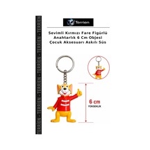 Sevimli Kırmızı Fare Figürlü Anahtarlık 6 Cm Objesi Çocuk Aksesuarı Askılı Süs