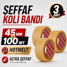 Sanplaza Şeffaf Hotmelt Koli Bandı 45 Mm X 100 Mt Güçlü Yapışkanlı Paketleme Ambalaj Bandı 3 Adet