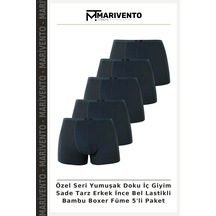 Marivento Özel Seri Yumuşak Doku İç Giyim Sade Tarz Erkek İnce Bel Lastikli Bambu Boxer Füme 5'li Paket