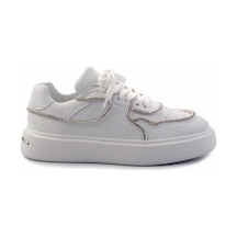 Bambi Beyaz Hakiki Deri Kadın Sneaker K01480136703 Beyaz