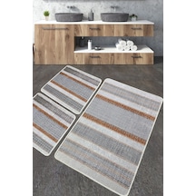 Benver Banyo Halısı Djt 3 Lü Set Banyo Halısı Paspas Yıkanabilir Kaymaz Çok Renkli