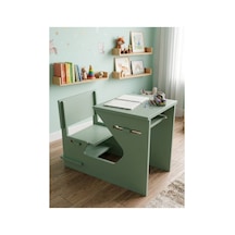 Ergonomik Ahşap Çocuk Çalışma Masası Ve Sandalyesi Seti, Aktivite, Oyun Ve Okuma Masası Seti, Montessori Ahşap Çocuk Aktivite Masası Ve Sandalyesi Yeşil