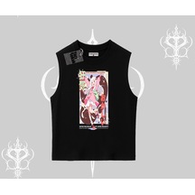 Tarzsokak Kolsuz Tshirt Madness Unleashed Anime Girl Baskılı Siyah