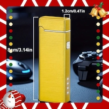 Chuangyinshop Usb-c Şarjlı Led Ekranlı Gökkuşağı Alevli Rüzgar Geçirmez Çakmak Kamp Seyahat Altın