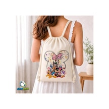 Ghostbastır Design Disney Kahramanları Büzgülü Keten Çanta C076 Bej