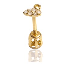 14 Ayar Altın Kuğu Model Taşlı Vidalı Tragus Küpe