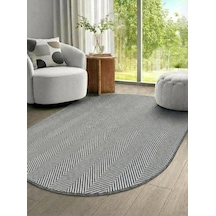Oval Sisal Elit 1002 Gri Hasır Görünümlü Modern Salon Oturma Odası Dört Mevsim Halı Antrasit Antrasit