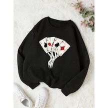 Startmore Adrift As Renkli Oversize Bisiklet Yaka Pamuklu Sweatshirt Siyah Siyah