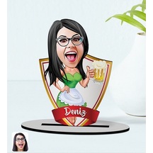 Kişiye Özel Isimli Kadın Karikatürlü Ahşap Biblo Model-30