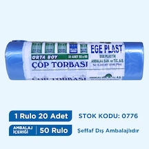 Egeplast Çöp Torbası Orta Boy Mavi 55X60 Koli 50 Rulo