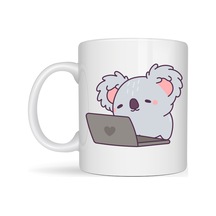 Laptoplu Koala Desenli Porselen Kupa Model 111 Sevimli Ofis Kupası , Çalışanlara Özel Tatlı Hediye Diğer