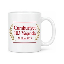 Lexroo Cumhuriyet 103 Yaşında Tasarımlı Porselen Kupa - Model 370