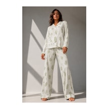 Fit Women Kadın Uzun Kol Pamuklu Çağla Yeşili Pijama Takımı