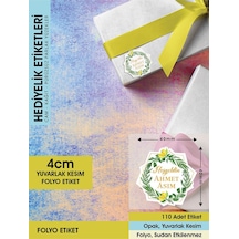 Limon Çiçekli Çelenk Modeli Ürünlerinize Özel 4 CM - 110 Adet Folyo Etiket Renkli