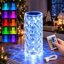 Yüksek Kalite Renkli Kristal Masa Lambası Usb Rgb Multi Colors Totch Lamp Kumandalı Yılbaşı Işığı