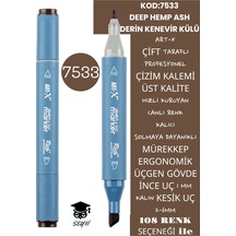 Çift Taraflı Profesyonel Çizim Kalemi Kalıcı Mürekkep Üçgen Gövde İnce Uç 1 Mm Kesik Uç 2-6mm Sketch 7533-derin Kenevir Külü