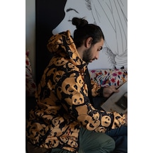 Panda Desenli Sarı Siyah Yağmurluk Sarı
