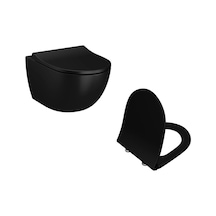 VitrA Sento Rim-ex Mat Siyah Kanalsız Asma Klozet Ve Yavaş Kapanır Kapak 120-483-009